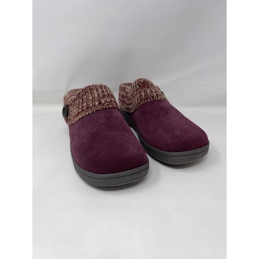 Clark's Women's Size 8 Burgundy Angelina Knitted Collar Winter Clog Slippers